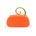 Trendy Gold Handle Vegan Leather Evening Bag