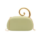 Trendy Gold Handle Vegan Leather Evening Bag