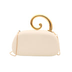 Trendy Gold Handle Vegan Leather Evening Bag