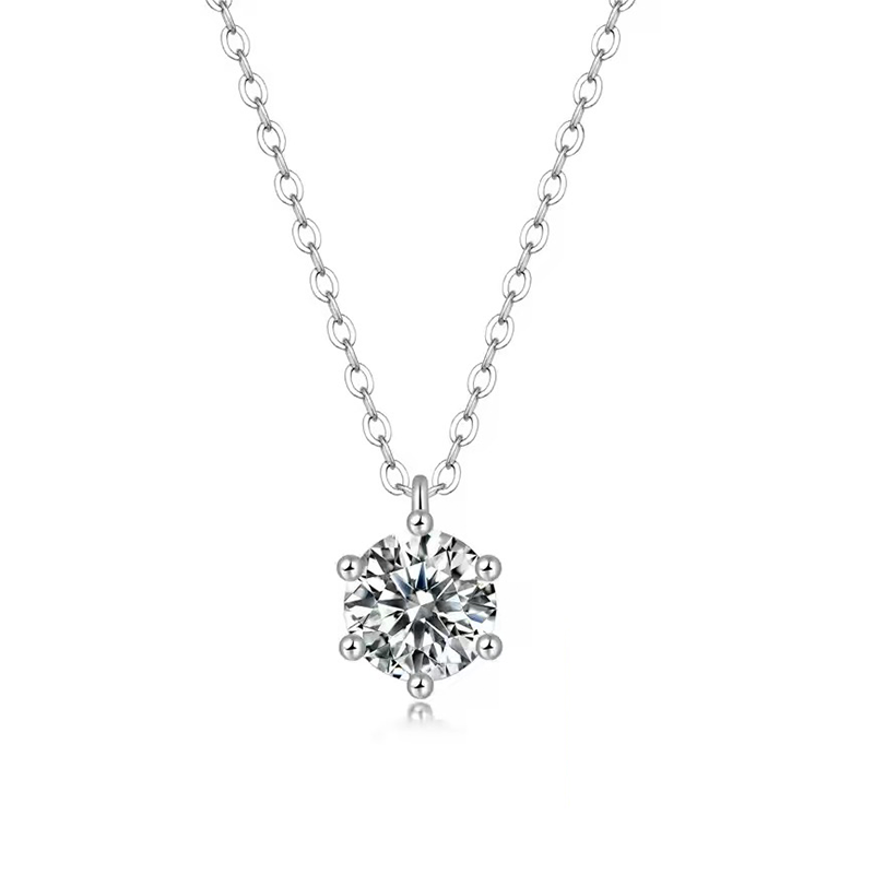 1 carat Classic 6-Claw Moissanite Necklace P11469