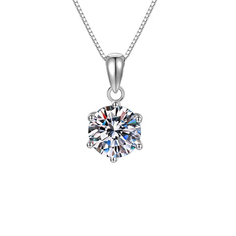 S925 Moissanite 6-Claw Pendant P11446