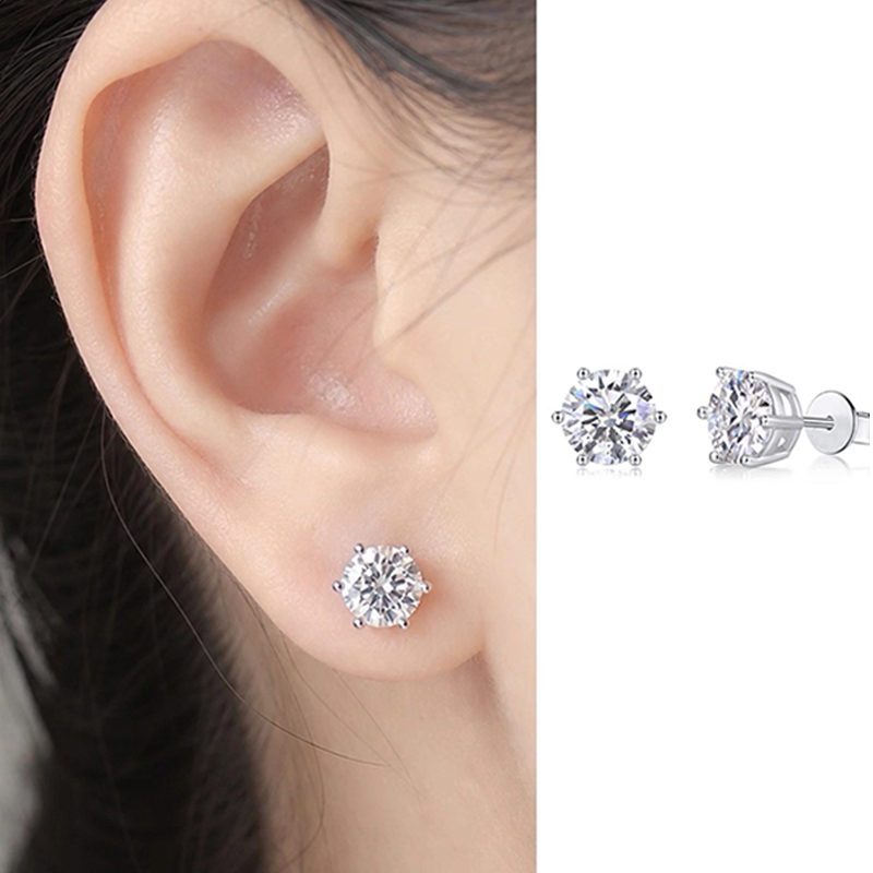 Unique moissanite 6-claw earrings E13176
